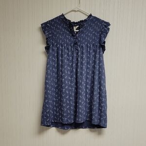 Matilda Jane Floral Flutter Top women's Sz Med blue white New With Tags
